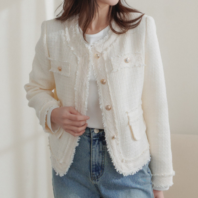 여성 트위드 자켓 모던 클래식 오피스룩