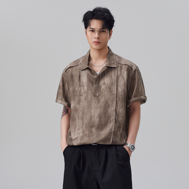 2026夏季新款天絲Polo衫短袖男士純色亞麻透氣翻領T恤