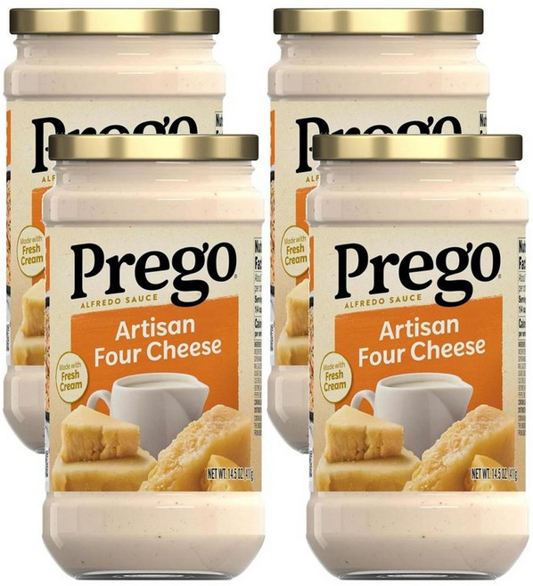 Prego 프레고 이탈리안 파스타 소스 아티산 포 치즈 알프레도 411g, 4개