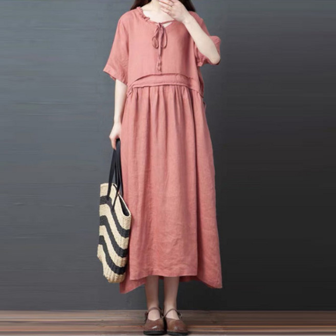 제이로그 반팔 루즈핏 롱원피스 레이리본롱OPS