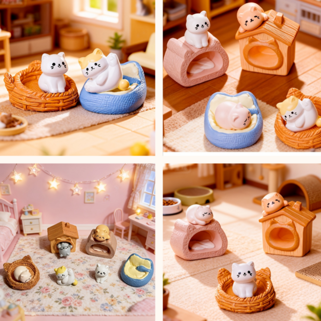 Desko 데코 고양이 피규어 장식소품 인테리어 소품 9종, 1세트