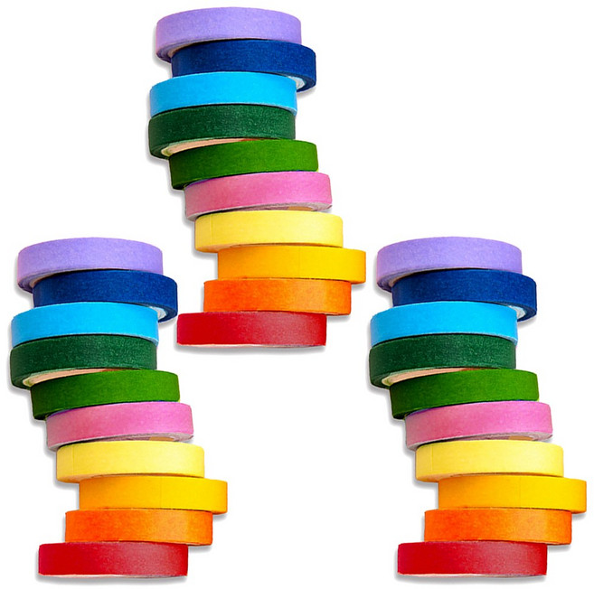 레더스 무지개 마스킹 테이프 10종 세트 7mm x 3.5m, 혼합색상, 3세트