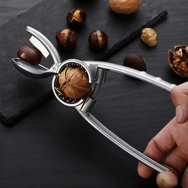 독일 기술 1/1+1 스텐 밤 까는 기계 가정용 밤깍는 도구 호두 생밤 껍질 까는 가위 손쉽게 밤껍질 제거 주방 필수품, 1개, 실버