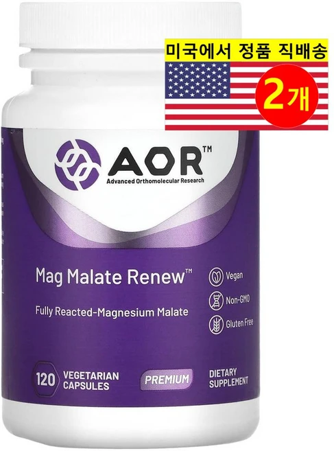 AOR 메그 말레이트 리뉴 마그네슘 100mg Mag Malate Renew, 2개, 120정 - 쿠팡