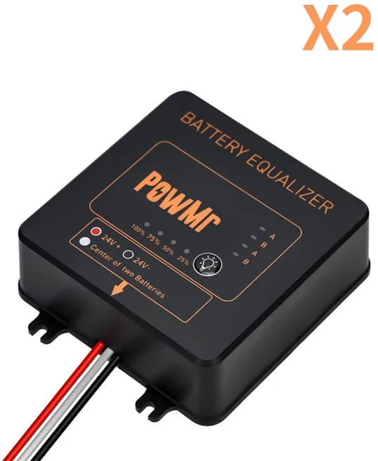 PowMr 배터리 이퀄라이저 배터리 밸런서 젤 플러드 AGM 납산 배터리용 태양열 충전 컨트롤러 24V 36V 48V, [04] 2PCS, [01] 24V Equalizer