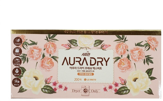 아우라 엑스퍼트 건조기용 섬유유연제 시트 200매, 4개