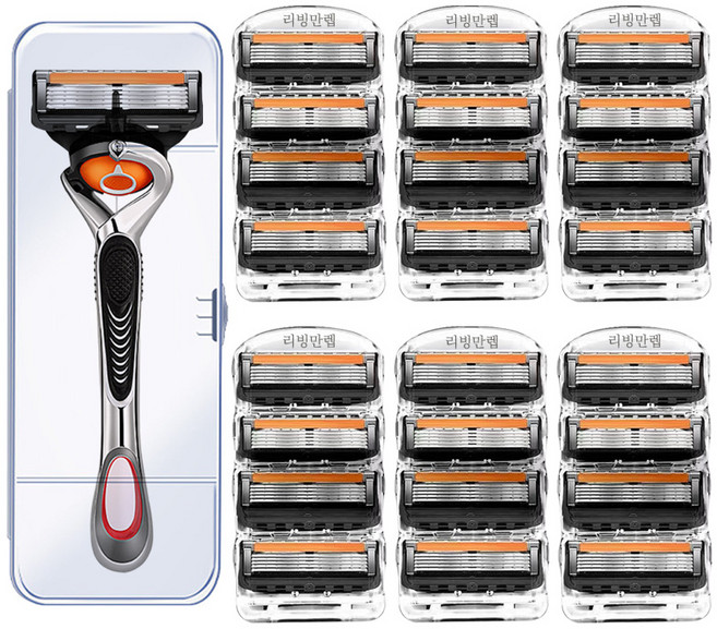 리빙만렙 면도날+스윙 면도기+케이스 질레트 신형 프로글라이드 호환용, 1세트, 신형 프로글라이드 면도날 6팩+스윙 면도기 ALS616