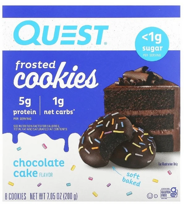 Quest 프로스티드 쿠키 버스데이 케이크맛 8개입 (각 25g) - 쿠팡