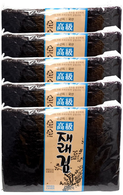 국산 햇 재래김 100장 5속 업소용 대용량 전장 생김 명품김 엄마애바다, 5개, 260g