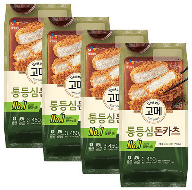 비비고 (CJ제일제당)고메 바삭튀겨낸 통등심돈카츠, 450g, 4개