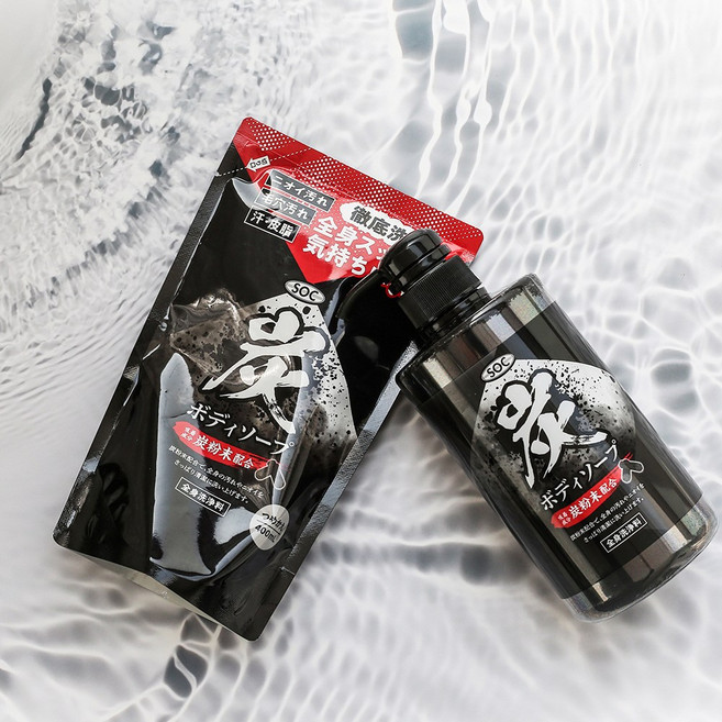 SOC 참숯 바디클렌저500ml 리필용 400ml 세트 죽탄성분 강력탈취 바디워시 일본, 1개, 500ml