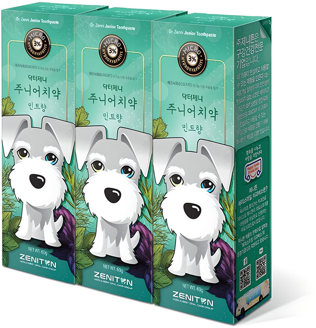 제니튼 주니어 치약 민트향, 60g, 3개입, 1개