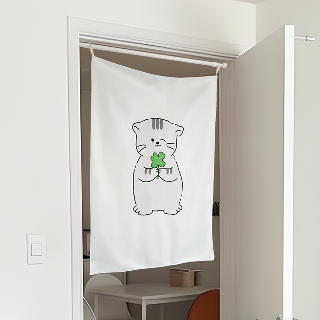 감개무냥 럭키캣 패브릭 포스터, 클로버냥, 세로형, 대형