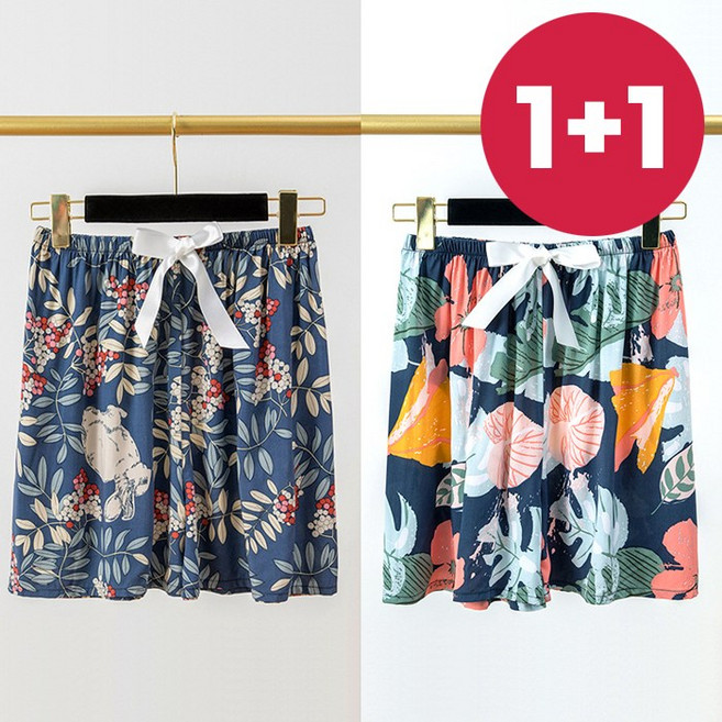 [1+1] 바바 달라붙지 않는 와이드형 쿨링 반바지 홈웨어 냉감소재 2장세트