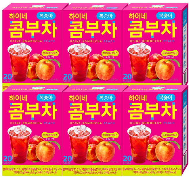 하이네 콤부차 복숭아 20p, 20개입, 6개, 5g
