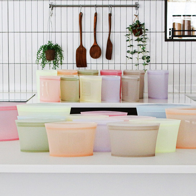 [보예마켓]국산 플래티넘 실리콘 소프트 지퍼팩 친환경 스탠딩 냉동 지퍼백 전자레인지 밀폐용기 식재료 보관 (3 size), 피치(소), 1개