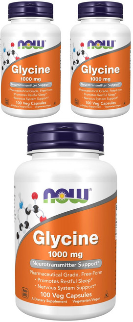 NOW Foods 甘胺酸素食膠囊 1000mg, 100顆, 3罐