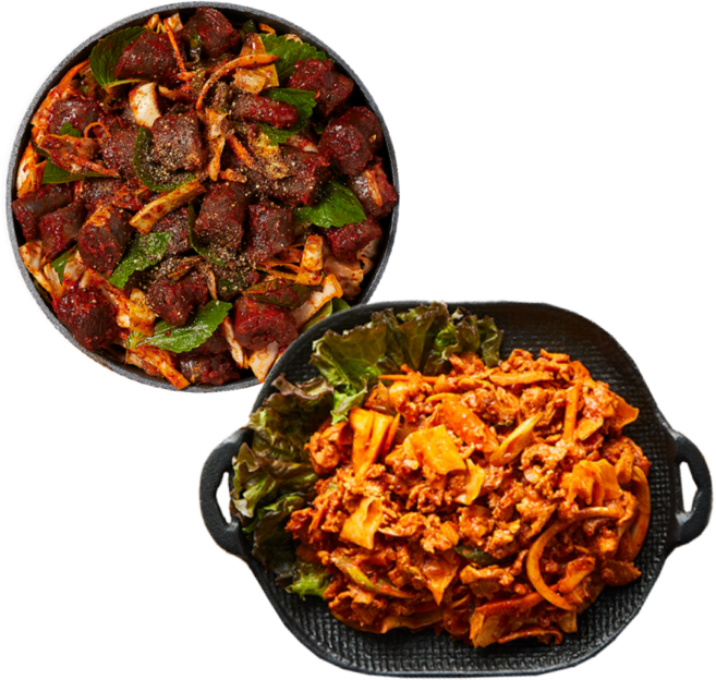 [쿡솜씨][the매운순대볶음세트]깻잎매콤순대볶음+오돌뼈볶음 밀키트 4인분, 1세트, 1.04kg