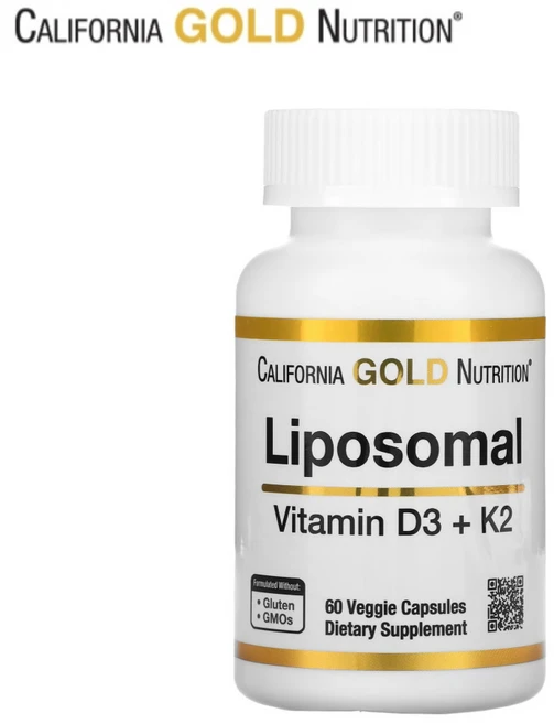 캘리포니아골드 리포좀 비타민K2 D3 MK7 60베지캡슐 리포조말 콜레칼시페롤 메나퀴논7, 1개, 60정 - 쿠팡