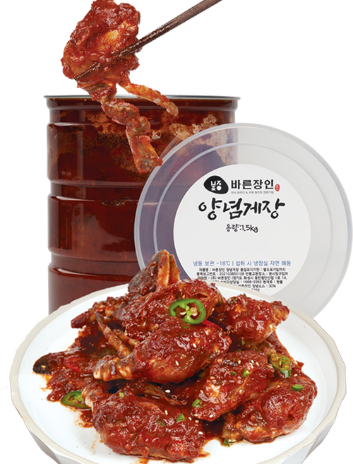 바른장인 국내산 수제 양념게장 1.5kg 살이꽉찬 절단꽃게, 1개