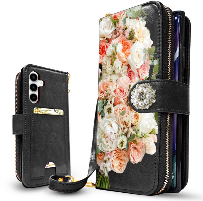 웨딩부케 DIA 지갑 반짝 화려한 갤럭시 핸드폰 케이스