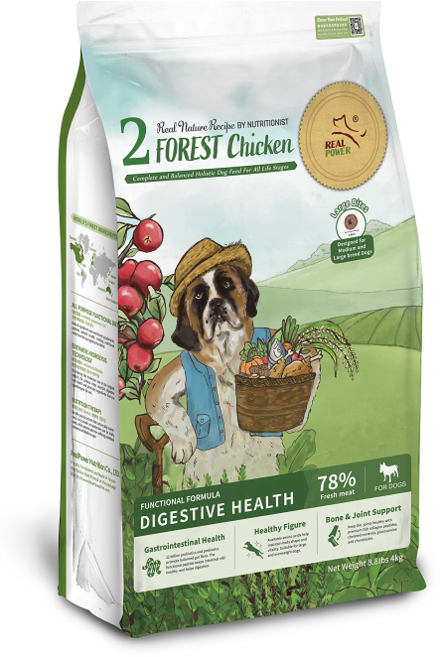 瑞威 Real Power 全齡犬 腸胃健康配方 2號 森林燉雞 大顆粒, 4kg, 1個, 混合口味