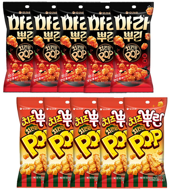 오리온 마라뿌린 치킨팝 60g+치즈뿌린 치킨팝 65g, 5세트, 125g