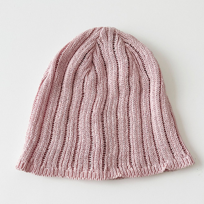 [얇은비니] 리브 펀칭 니트 슬라브 비니 봄 여름 여성 숏