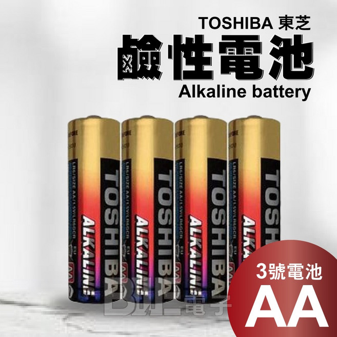 TOSHIBA 東芝 鹼性電池 AA 3號, 1個, 4個裝