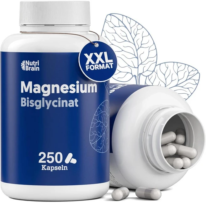 독일 뉴트리브레인 NUTRIBRAIN Magnesium Bisglycinate 마그네슘 비스글리시네트 2000 mg 캡슐, 1개, 250정 - 쿠팡