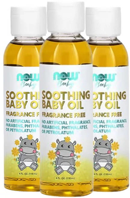 나우 푸드 진정 베이비 오일 향료 무함유 (4fl oz), 3개, 118ml - 쿠팡