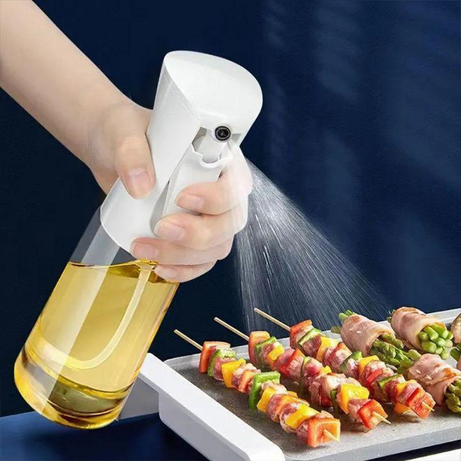按壓式霧化噴油瓶 廚房家用 橄欖油噴壺 食用油噴霧 燒烤減脂控油, 1個, 加厚款輕食控油/少脂生活 工廠直髮 ,白色300ml