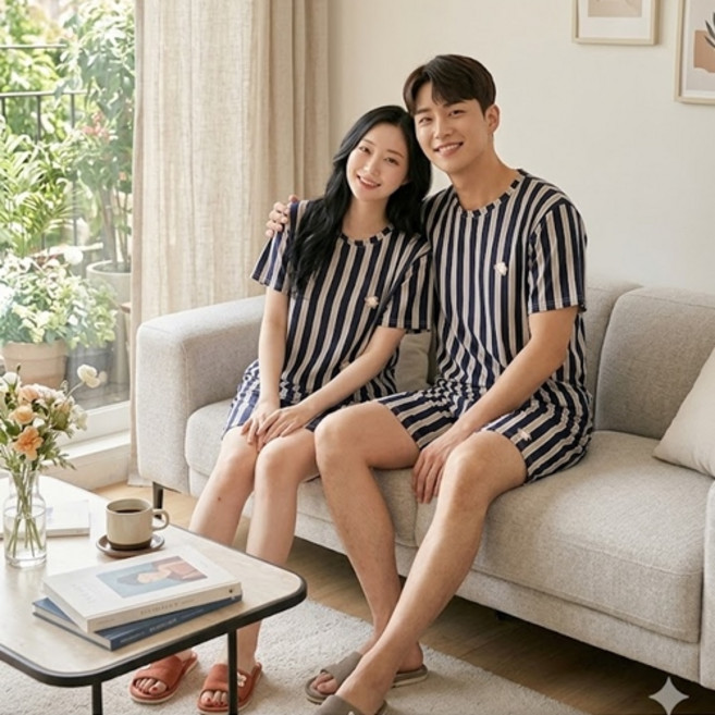 [오지다] 남녀공용 아이스 쿨 시원한 반팔 잠옷세트 빅사이즈99까지