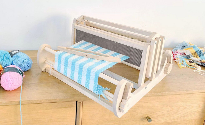 미니 우드 위빙틀 베틀 직기 직조 DIY, 1개, 베이지화이트 직조기