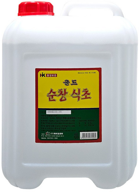 하이코리아 순창 골드 식초 12L 1개 업소용 대용량 식자재 식당 음식점 급식 소스