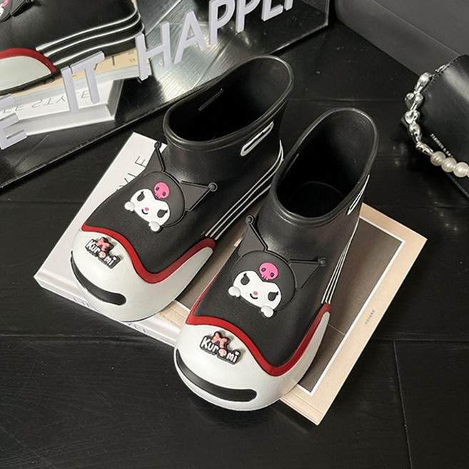 산리오 캐릭터 귀여운 쿠로미 여성 레인부츠