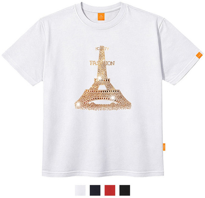 엘라모 큐빅에펠탑 반팔 티셔츠 남녀공용 빅사이즈 S~4XL