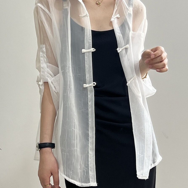 新中式盤扣襯衫 女裝薄款夏季防曬開衫 外搭