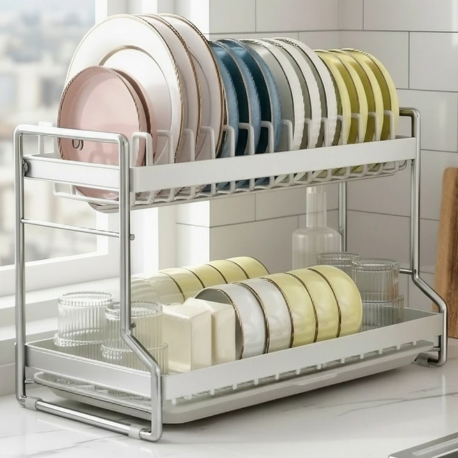 라온프리 미니 튼튼한 2단 식기건조대, 1개, 기본