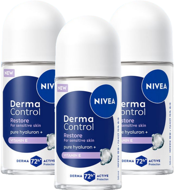 니베아 데오드란트 더마 컨트롤 리스토어 롤온 50ml, 3개