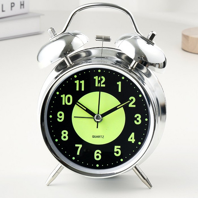 생활의신 시끄러운 자명종 야광 무소음 알람시계, 1개