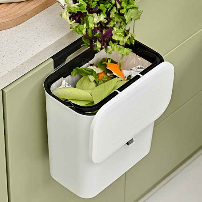 주방 싱크대 쓰레기통 9L 걸이형 종량제 재활용 공중부양 미니 휴지통, 10L(25 X 15 X 27)