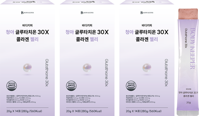 바디키퍼 청아 글루타치온 30x 콜라겐 젤리 글루타치온 98% 고순도 고함량 14포, 3박스, 14회분