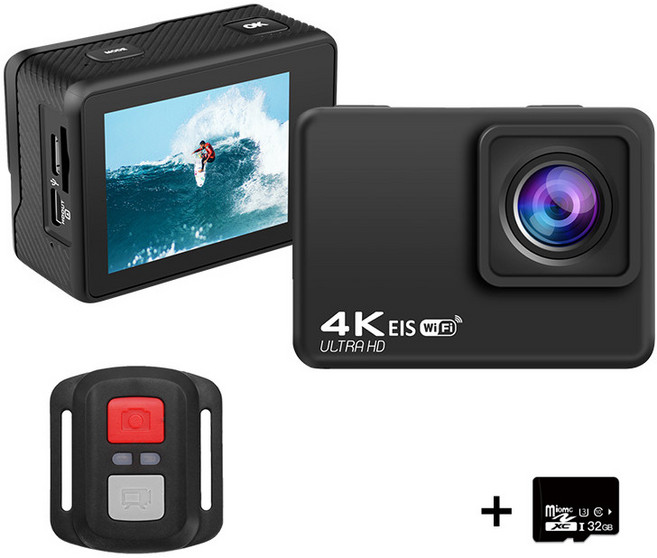 LUSSIN 4K 60FPS 방수 액션캠 고가성비 120분 고화질 떨림 방지 {프로페셔널 버전} 액션 캠, AT-Q37CR