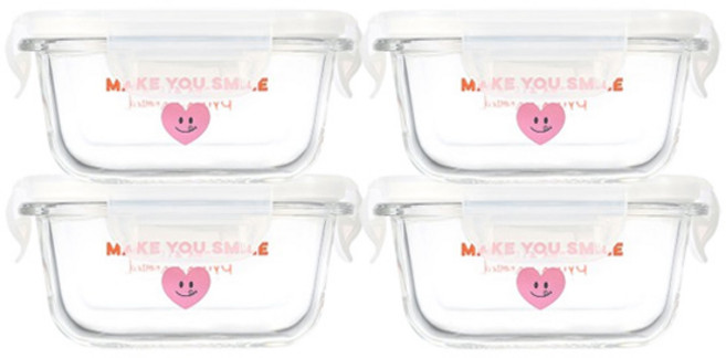 파이렉스 노티드2 4면 밀폐용기 정사각 310ml, 4개
