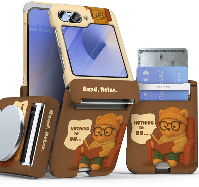 이디즌 갤럭시 Z플립 5 / Z플립 6 플립 7 케이스 컬러 빼꼼퍼피 귀여운 디자인 슬림 카드 2장 수납 힌지보호 충격방지 지플립 5 6 7