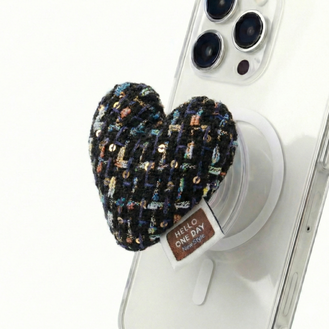 올어바웃 트위드하트 맥세이프 그립톡, 1개, 블랙