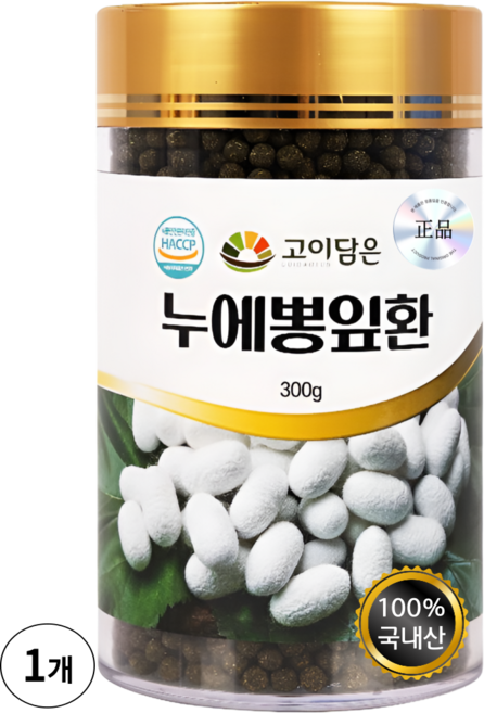 HnF 누에뽕잎환 100%국내산 뽕잎 누에 팽화미 식약처인증 HACCP, 300g, 1박스