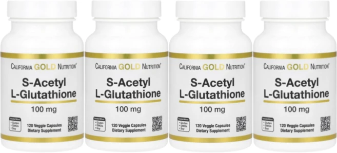 멀티구성 CGN 캘리포니아 Gold Nutrition S-아세틸 L-글루타치온 100mg Veggie caps, 120정, 4개 - 쿠팡