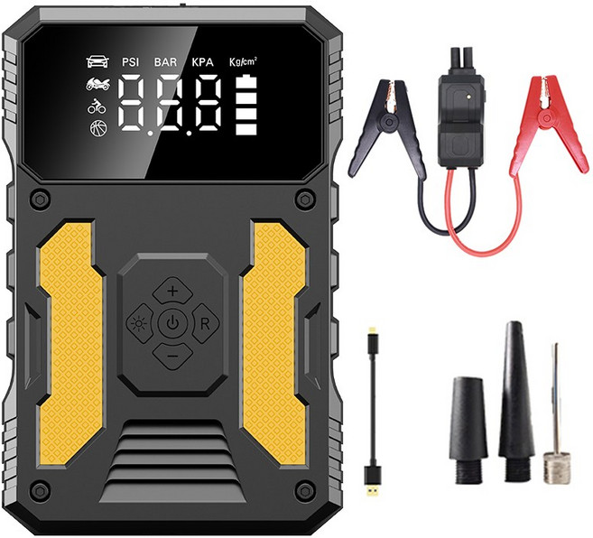 LA DERIVE 비상시동 보조배터리 점프 스타터+스마트 점프 케이블 스마트 시동 자동차 오토바이 보조배터리 14.8V, 1개, 8000mAh